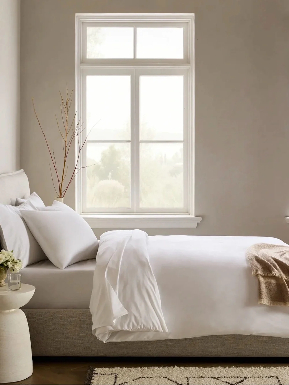Quince Organic Cotton Crisp Percale Duvet Cover Full/Queen in White 1323